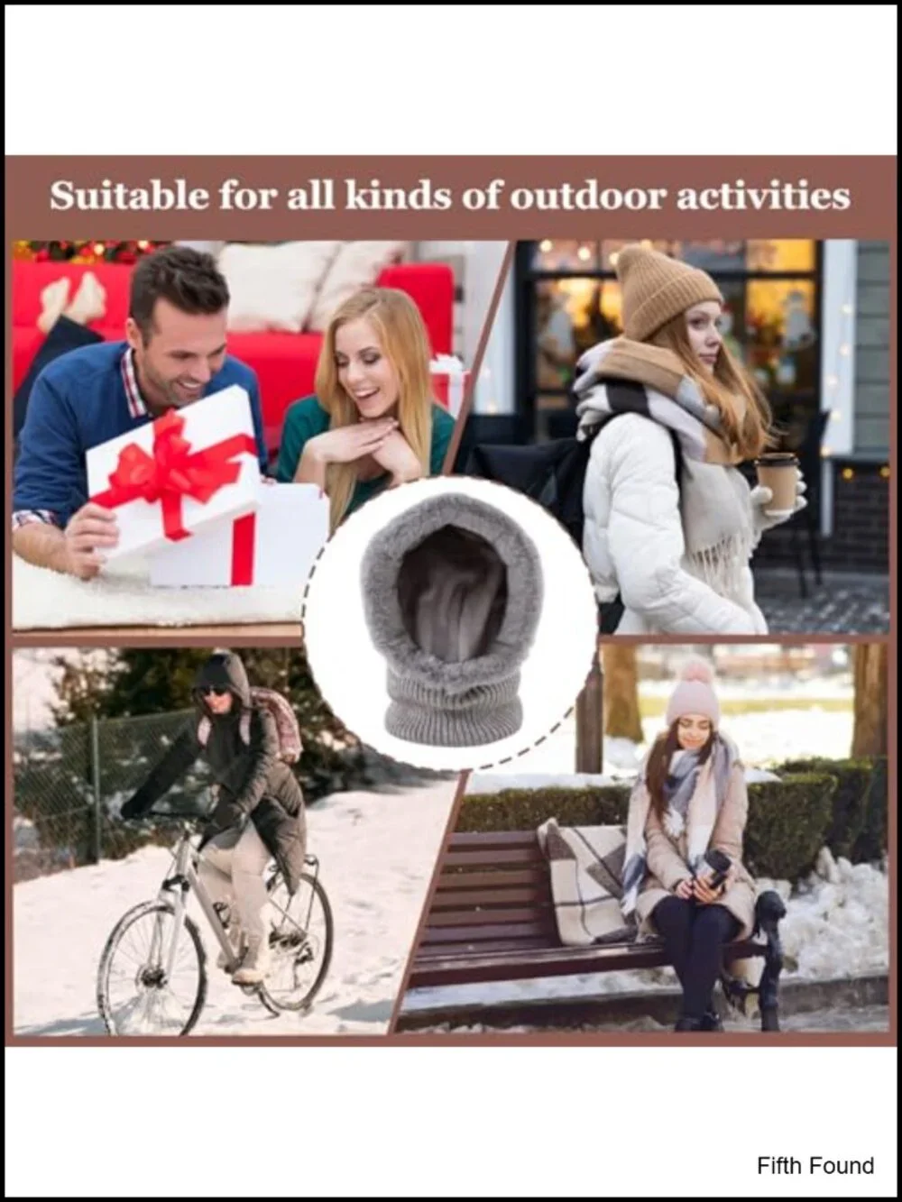Winter Fleece Balaclava Hood Hat Scarf Acrylic Nylon Ski Snowboard